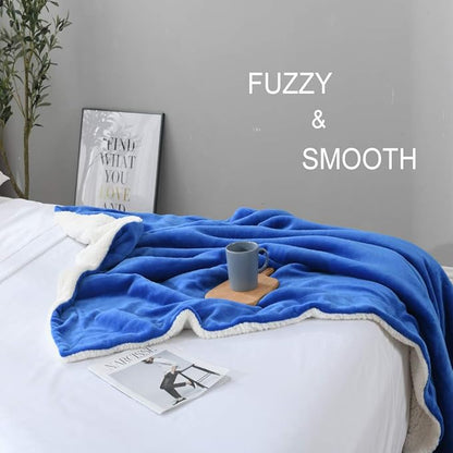 NANPIPER Throw Blanket Sherpa Flannel Blankets Soft Fuzzy Plush Fleece Microfiber for Bed/Couch (60"x80",Princess Blue)