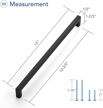 Ravinte 20 Pack Black Cabinet Pulls 12-3/5 Inch Square Kitchen Cabinet Handles Matte Black Kitchen Hardware for Drawer Pulls Drawer Handles Come with Screwdriver
