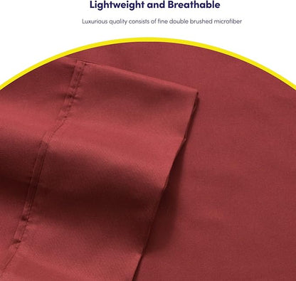 Cal King Size Bed Sheets - 6 Piece 1500 Supreme Collection Fine Brushed Microfiber Deep Pocket California King Sheet Set Bedding - 2 Extra Pillow Cases, Great Value, California King, Burgundy