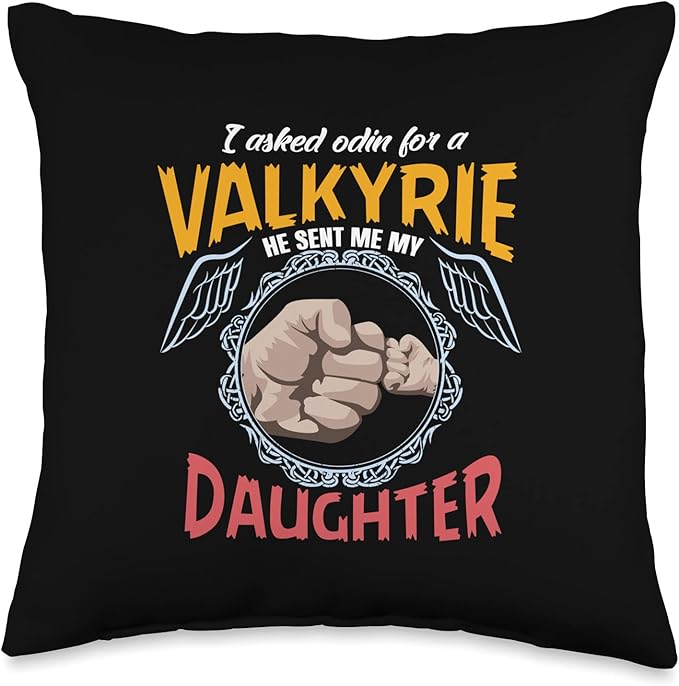 Nordic Country & Celtic Mythology Designs Viking Norway Norwegian Scandinavian Valkyrie Daughter Throw Pillow, 16x16, Multicolor