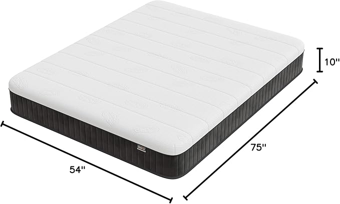 Swbvs Firm Full Mattress, 10 Inch Cooling-Gel Memory Foam & Pocket Spring Hybrid, Firm Feel, Full Size Mattresses, CertiPUR-US Certified, Fiberglass Free