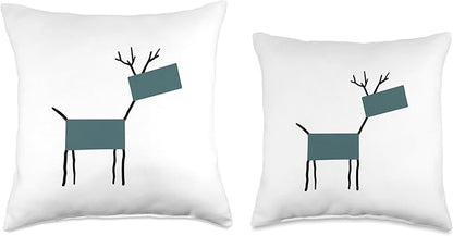 Cute Scandinavian Animals Designs Chic Deer Moose Scandinavian Elk Minimalism Reindeer Throw Pillow, 18x18, Multicolor