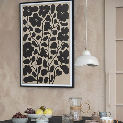 Bloomingville Wood Framed Textured Paper Wall Décor with Flowers