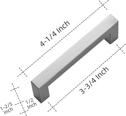 Ravinte 50 Pack 3-3/4 Inch Square Cabinet Handles Satin Nickel Pulls Brushed Nickel Drawer Pulls Kitchen Cupboard Hardware for Cabinets Cupboard Drawer Handles