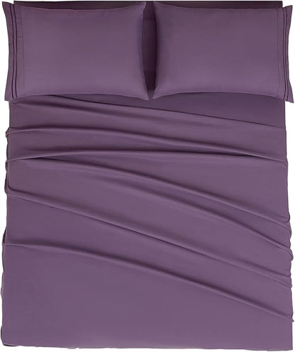 Mejoroom California King Size Sheet Set - Soft Microfiber Bed Sheets,Deep Pocket Fitted Sheet, Breathable, Wrinkle & Fade Resistant - 4 Piece (California King,Purple)