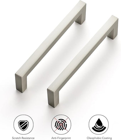 Ravinte 15 Pack Solid 4 Inch Center to Center Slim Square Bar Drawer Handles Kitchen Cabinet Handles Brushed Nickel Drawer Pulls Kitchen Cabinet Hardware Kitchen Handles Cabinet Pulls