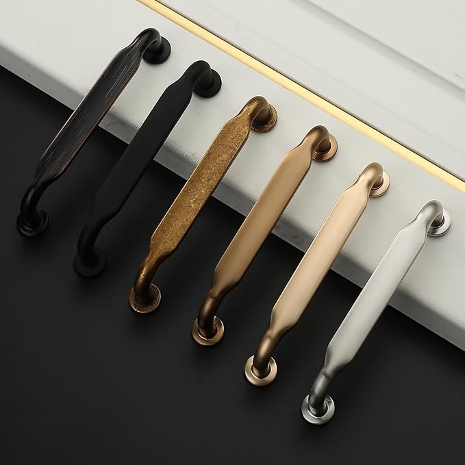 Asidrama 20 Pack 5 Inch(128mm) Antique Brass Kitchen Cabinet Handles, Vintage Retro Cabinet Hardware for Cupboard Drawer Pulls