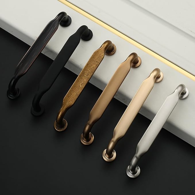 Asidrama 10 Pack 3.75 Inch(96mm) Antique Brass Kitchen Cabinet Handles, Cabinet Pulls Vintage Retro Kitchen Cabinet Hardware for Cupboard Drawer Pulls