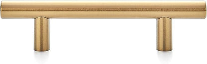 Ravinte 3 Pack 5 Inch Cabinet Pulls Brushed Brass Stainless Steel Kitchen Drawer Pulls Cabinet Handles 5”Length, 3” Hole Center