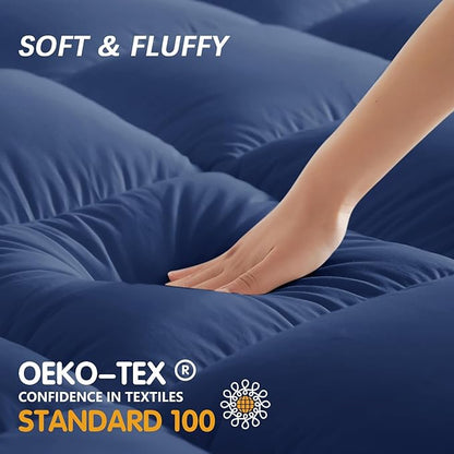 CYMULA Twin Mattress Topper, Cooling Mattress Pad Cover, Thick Pillow Top Topper for Mattress with 8-21 Inch Elasticated Deep Pockets, Plush Down Alternative Fill Mattress Protector