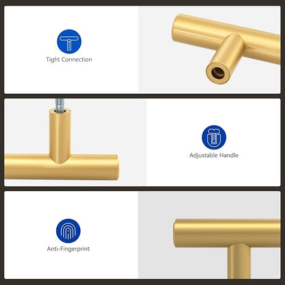 LONTAN 50 Pack Gold Cabinet Knobs Brushed Brass Kitchen Knobs Gold Drawer Knobs Bathroom Cupboard Furniture Hardware 2in Overall Length