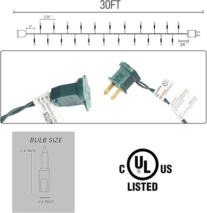 Dazzle Bright Christmas Mini String Lights, 60FT 300 Incandescent Green Wire Fairy Lights UL Certified Christmas Decorations for Indoor Outdoor Yard Party Xmas Tree Decor, Warm White