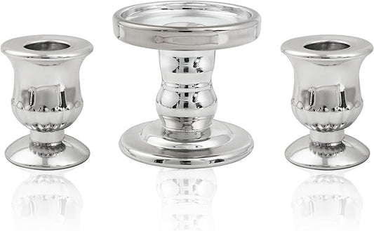 Silver Unity Candle Holder - Glass Candle Holders for Pillar Candles Taper Candles, Glass Candlestick Holders Set of 3, Clear Glass Candlestick Holder for Wedding Table Dinning Church Centerpiece