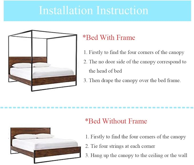 Twin Canopy Bed Curtains - 4 Corner Canopy for Beds, Bed Canopy for Girls Adults, Bedroom Decor (Twin Size, Pink)