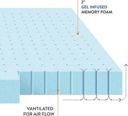 Best Price Mattress 1.5 Inch Ventilated Memory Foam Mattress Topper, Cooling Gel Infusion, CertiPUR-US Certified, Dorm Essentials, Queen