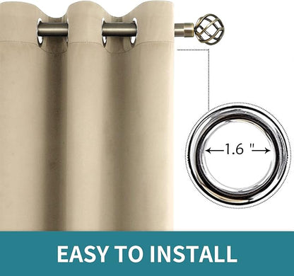 BGment Room Darkening Curtains 84 Inches Long - Grommet Thermal Insulated Drapes Window Treatment Curtains for Bedroom, 2 Panels, 52 x 84 Inch, Beige