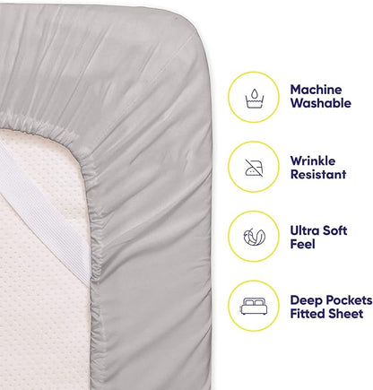 Twin XL Size Bed Sheets - 4 Piece 1500 Supreme Collection Fine Brushed Microfiber Deep Pocket Twin X-Large Sheet Set Bedding - 1 EXTRA PILLOW CASES, GREAT VALUE, Twin XL, Silver
