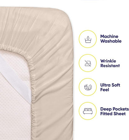 Full Size Bed Sheets - 6 Piece 1500 Supreme Collection Fine Brushed Microfiber Deep Pocket Full Sheet Set Bedding - 2 Extra Pillow Cases, Great Value, Full, Beige