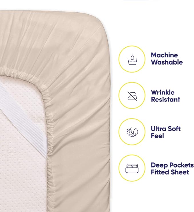 King Size Bed Sheets - 6 Piece 1500 Supreme Collection Fine Brushed Microfiber Deep Pocket King Sheet Set Bedding - 2 Extra Pillow Cases, Great Value, King, Beige