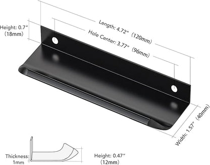 Ravinte Hardware 20 Pack Black Cabinet Handles, 4.75 Inch (120mm) Finger Edge Pulls, 3.75 Inch Hole Center, Finger Pulls for Cabinets