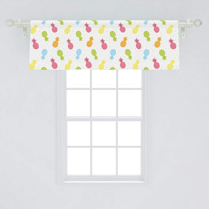Lunarable Pineapple Window Valance, Colorful Pineapples Spring Refreshment Cheering Design Illustration, Curtain Valance for Kitchen Bedroom Decor with Rod Pocket, 54" X 18", Magenta Blue