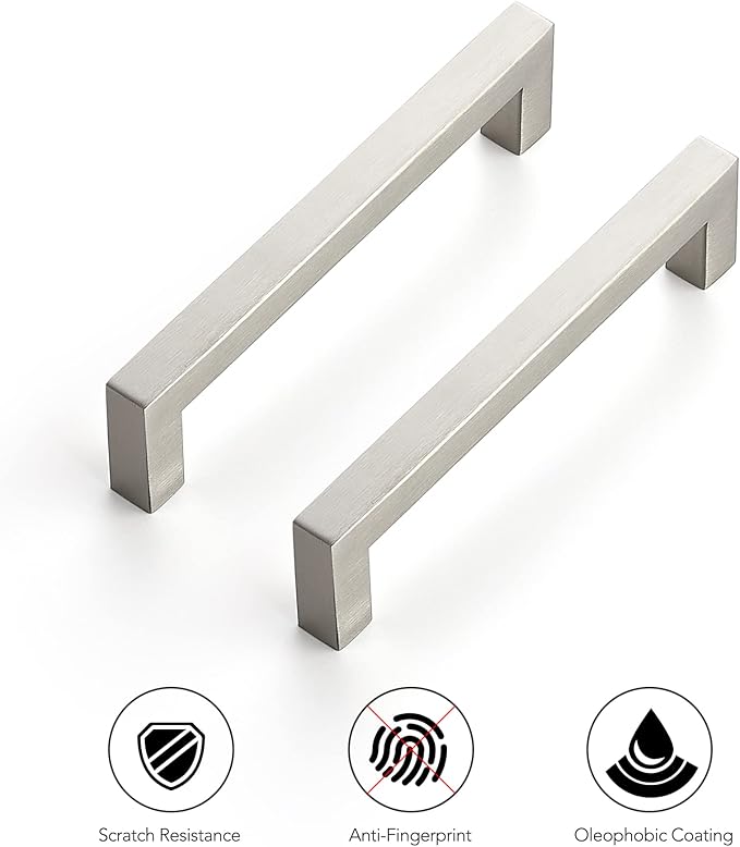 Ravinte 32 Pack 5 Inch Kitchen Square Cabinet Handles Satin Nickel Pulls Brushed Nickel Kitchen Cabinet Hardware Handles for Cupboard Drawer Pulls