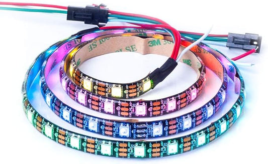 BTF-LIGHTING WS2812B RGB ECO LED Strip, Chasing Effects 5050SMD Individually Addressable 3.3FT 60Pixels/m Flexible Dream Color IP65 for Bedroom DIY Projects DC5V(No Adapter or Controller)