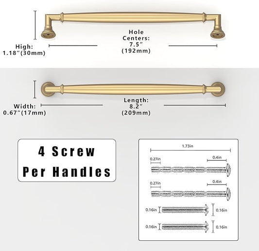 10 Pack Champagne Bronze Cabinet Pulls 7.5 Inch(192mm) Kitchen Cabinet Handles Solid Zinc Alloy Cabinet Hardware Drawer Pulls