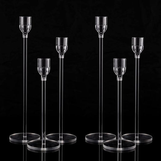 Vincidern 6PCs Acrylic Candle Holders Centerpieces for Table, Taper Candle Holder for Wedding Decor, Dining Room, Halloween, Christmas Decorative Candlestick Holder, Taper Candle Holder Set