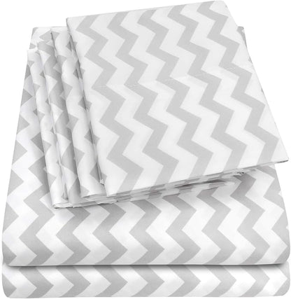 Full Size Bed Sheets - 6 Piece 1500 Supreme Collection Fine Brushed Microfiber Deep Pocket Full Sheet Set Bedding - 2 Extra Pillow Cases, Great Value, Full, Chevron Gray