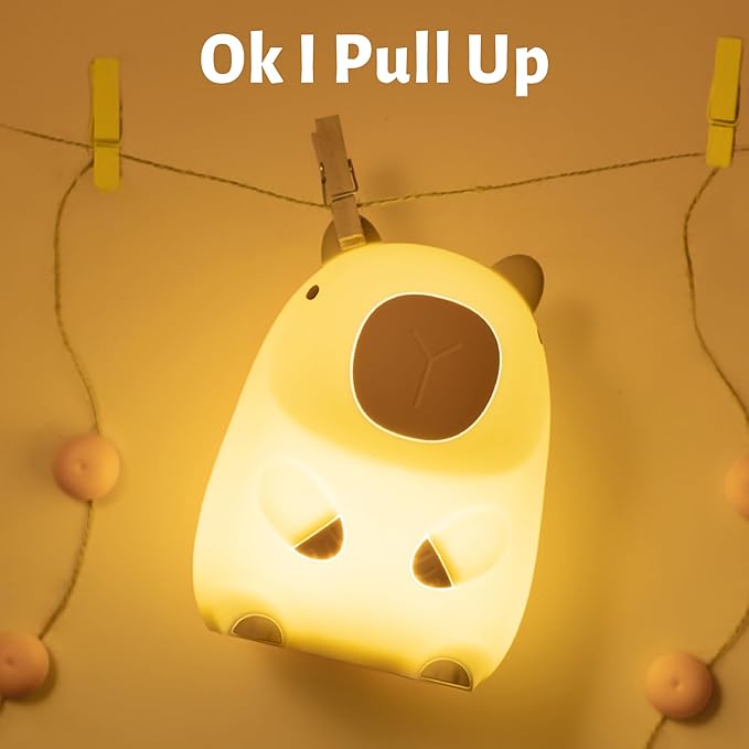 Attivolife Capybara Night Light for Kids, Animal Silicone Night Lamp USB Rechargeable, Touch Control with Dimmable & Timer, Cute Home Bedside Decor Portable, Kawaii Birthday Xmas Gift for Girl Boy