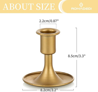 Candlestick Holders Taper Candle Holders, Romadedi Gold Candle Stick Candle Holder for Table Centerpiece, Wedding Reception, Festive Christmas Mantel Decoration or Home Decor, Set of 6