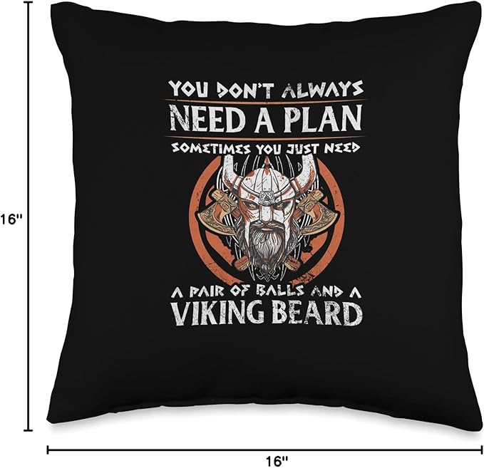 Scandinavian Mythology Anglo-Saxon Warriors Viking Beard Throw Pillow