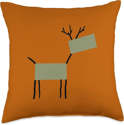 Cute Scandinavian Animals Designs Chic Deer Moose Scandinavian Elk Minimalism Reindeer Throw Pillow, 18x18, Multicolor