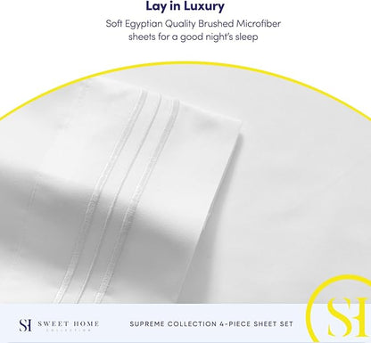 1800 Thread Count Sheet Set – Soft Egyptian Quality Brushed Microfiber Sheets – Luxury Bedding Set with Flat Sheet, Fitted Sheet, 2 Pillow Cases