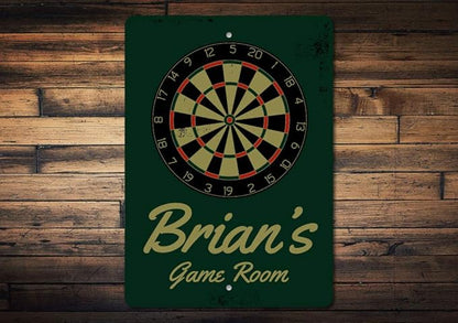 Brian's Game Room Personalized Name Aluminum Metal Sign for Man Cave Wall Decor Entertainment Space Hanging Plaque with Pre-Drilled Holes 12x18 Inch