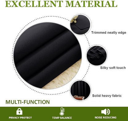 NICETOWN Room Separating Divider, Room Divider Curtains Screen Partition, Function Thermal Blackout Patio Door Curtain Panel, Sliding Door Insulated Curtain, Black, 8.3ft Wide x 8ft Long