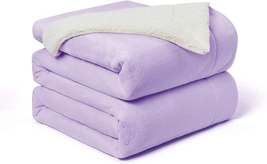 Walensee Sherpa Fleece Blanket (Twin Size 60”x80” Lavender) Plush Throw Fuzzy Super Soft Reversible Microfiber Flannel Blankets for Couch, Bed, Sofa Ultra Luxurious Warm and Cozy for All Seasons