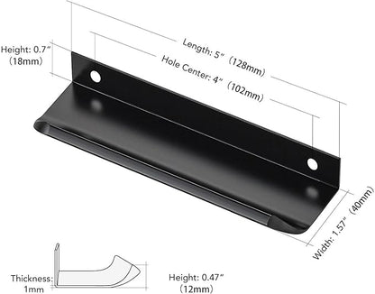 Ravinte Hardware 30 Pack Black Cabinet Handles, 5 Inch (128mm) Finger Edge Pulls, 4 Inch Hole Center, Finger Pulls for Cabinets