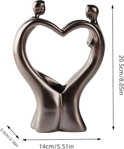 Artistic Heart-Shaped Couple Embrace Statue, 8-Inch Tall Romantic Sculpture - Meaningful Valentine's Day, for Wife, Husband, Couples - Elegant Resin Figurine for Home Decor, Wedding