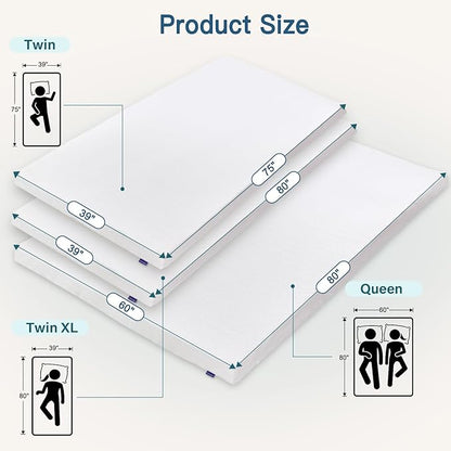 Airensky 4 Inch Memory Foam Mattress Topper, Cooling Gel Infused High Density Twin (39"x75") Topper with Removable Skin-Friendly Cover, Bed Topper for Pressure Relief Back Pain, CertiPUR-US Certified