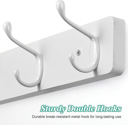 2 Pack Coat Rack Wall Mount - White Coat Hooks Wall Mounted for Sunglasses Jackets Hats Purse Dog Leashes Towels - Coat Hanger for Entryway Closet Mudroom Laundry Room Bathroom