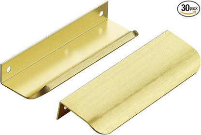 Ravinte Hardware 30 Pack Gold Cabinet Handles, 4.75 Inch (120mm) Finger Edge Pulls, 3.75 Inch Hole Center, Finger Pulls for Cabinets