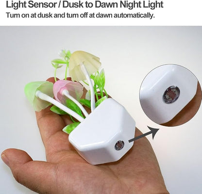 AUSAYE Sensor Night Light Plug in Mushroom Light LED Color Changing Nightlights for Kids, Adults, Bedroom, Bathroom,Hallway, Stairs, Kitchen Pack of 6