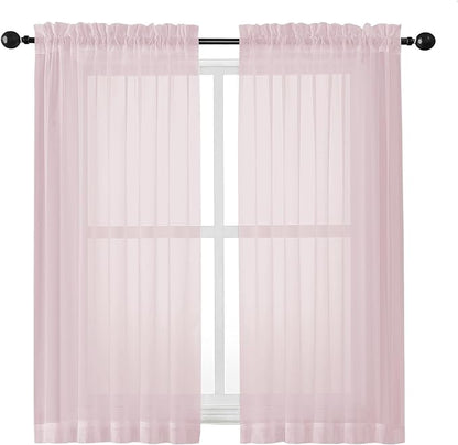 OWENIE Sheer Curtains 54 Inch Length 2 Panels Set, Blush Sheer Curtain for Living Room, Soft Airy Window Treatments for Bedroom, Fimly Voile Sheer Curtains & Drapes, 2 Pcs 84 Width 54 Long