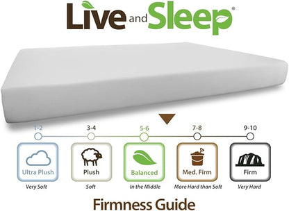 Live and Sleep Resort Classic - RV Short Queen Memory Foam Mattress - 10-Inch Bed in a Box - Medium Firm, CertiPUR Certified - Trailer/Camper/Trailer, Motorhome, RV Short Queen Size