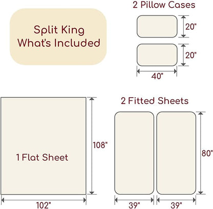 Mellanni Split King Sheets Set - 5 PC Iconic Collection Bedding - Hotel Luxury, Extra Soft, Cooling Bed Sheets - Wrinkle, Fade, Stain Resistant (Split King, Sky Blue)