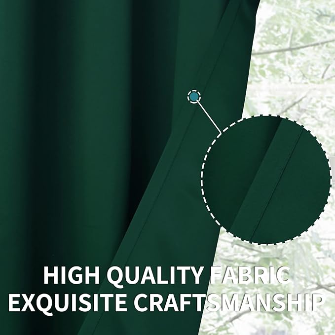BGment Blackout Curtains for Bedroom - Grommet Thermal Insulated Room Darkening Drapes for Living Room, Set of 2 Panels (70 x 63 Inch, Emerald Green)