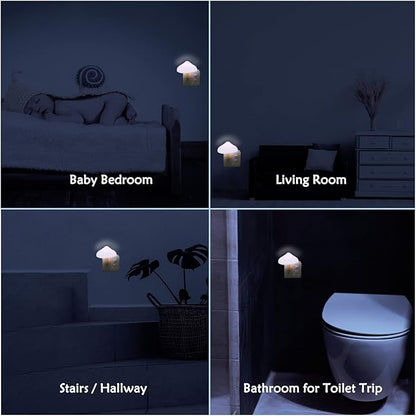 iBetterLife Sensor LED Mushroom Night Light Plug-in Wall Dream Bed Room Nightlight for Adults Kids Cute Mushroom Lamp Cottagecore Decor for Bedroom, Bathroom, Stairs, Hallway Corridor, Warm White