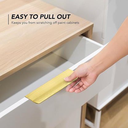 Ravinte Hardware 8 Pack Gold Cabinet Handles, 5 Inch (128mm) Finger Edge Pulls, 4 Inch Hole Center, Finger Pulls for Cabinets